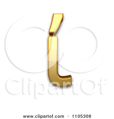3d Gold greek small letter iota with tonos Clipart Royalty Free CGI Illustration by Leo Blanchette