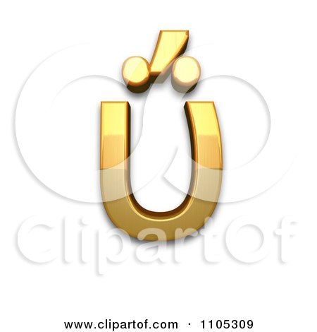 3d Gold greek small letter upsilon with dialytika and tonos Clipart Royalty Free CGI Illustration by Leo Blanchette