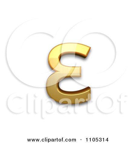 3d Gold greek small letter epsilon Clipart Royalty Free CGI Illustration by Leo Blanchette