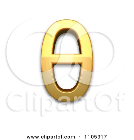 3d Gold greek small letter theta Clipart Royalty Free CGI Illustration by Leo Blanchette