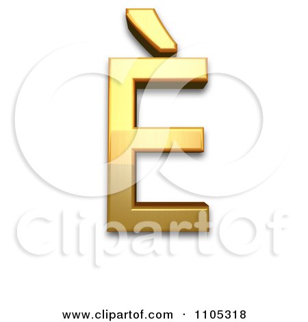 3d Gold cyrillic capital letter ie with grave Clipart Royalty Free CGI Illustration by Leo Blanchette