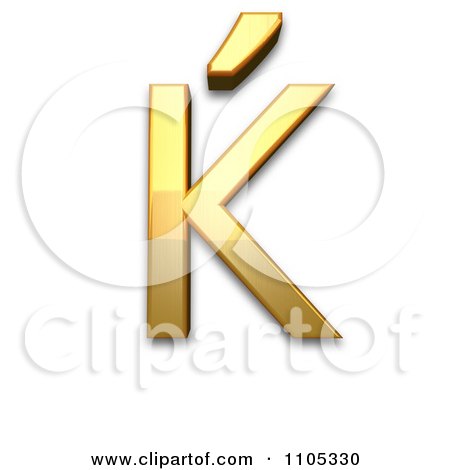 3d Gold cyrillic capital letter kje Clipart Royalty Free CGI Illustration by Leo Blanchette