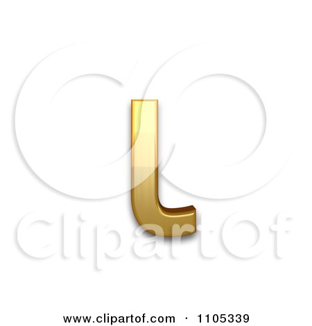 3d Gold greek small letter iota Clipart Royalty Free CGI Illustration by Leo Blanchette