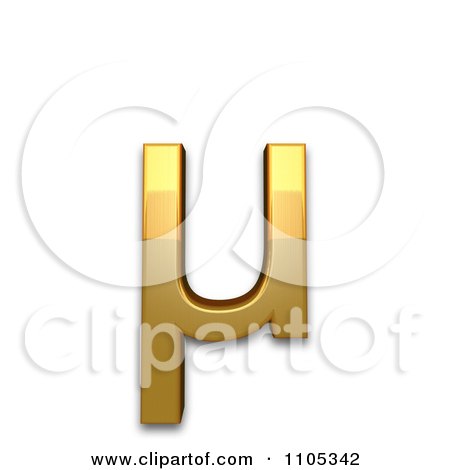 3d Gold greek small letter mu Clipart Royalty Free CGI Illustration by Leo Blanchette