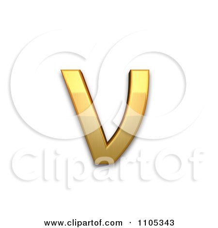 3d Gold greek small letter nu Clipart Royalty Free CGI Illustration by Leo Blanchette