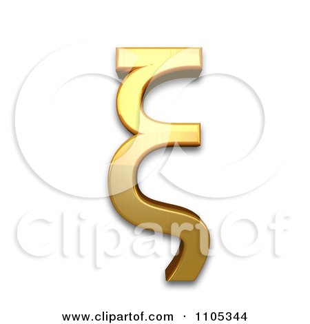 3d Gold greek small letter xi Clipart Royalty Free CGI Illustration by Leo Blanchette