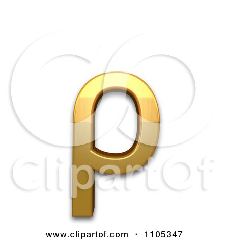 3d Gold greek small letter rho Clipart Royalty Free CGI Illustration by Leo Blanchette