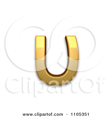 3d Gold greek small letter upsilon Clipart Royalty Free CGI Illustration by Leo Blanchette