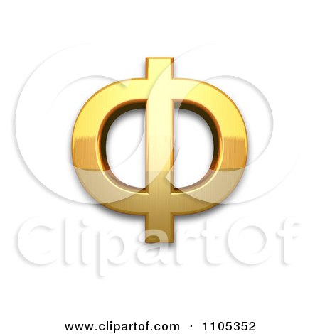 3d Gold cyrillic capital letter ef Clipart Royalty Free CGI Illustration by Leo Blanchette