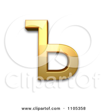 3d Gold cyrillic capital letter hard sign Clipart Royalty Free CGI Illustration by Leo Blanchette