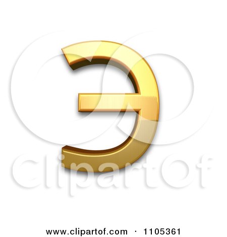 3d Gold cyrillic capital letter e Clipart Royalty Free CGI Illustration by Leo Blanchette