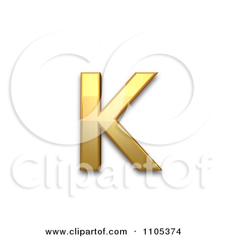 3d Gold cyrillic small letter ka Clipart Royalty Free CGI Illustration by Leo Blanchette