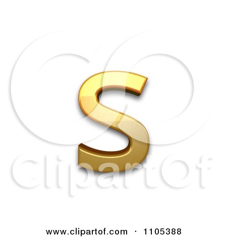 3d Gold cyrillic small letter dze Clipart Royalty Free CGI Illustration by Leo Blanchette