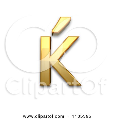 3d Gold cyrillic small letter kje Clipart Royalty Free CGI Illustration by Leo Blanchette