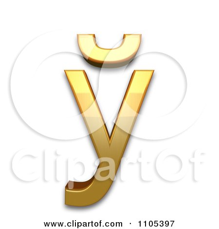 3d Gold cyrillic small letter short u Clipart Royalty Free CGI Illustration by Leo Blanchette