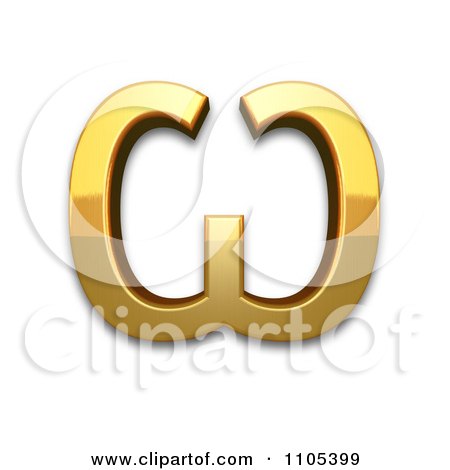 3d Gold cyrillic capital letter omega Clipart Royalty Free CGI Illustration by Leo Blanchette