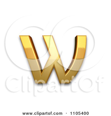 3d Gold cyrillic small letter omega Clipart Royalty Free CGI Illustration by Leo Blanchette
