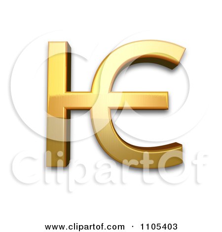 3d Gold cyrillic capital letter iotified e Clipart Royalty Free CGI Illustration by Leo Blanchette