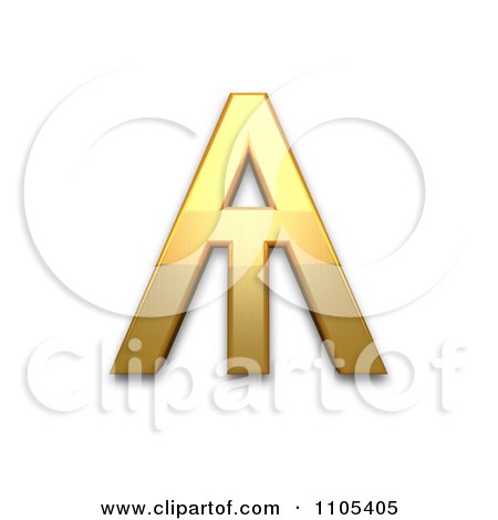 3d Gold cyrillic capital letter little yus Clipart Royalty Free CGI Illustration by Leo Blanchette