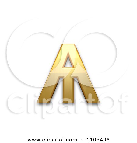 3d Gold cyrillic small letter little yus Clipart Royalty Free CGI Illustration by Leo Blanchette