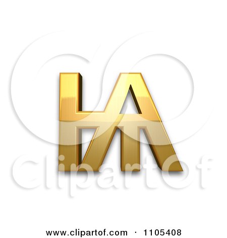3d Gold cyrillic small letter iotified little yus Clipart Royalty Free CGI Illustration by Leo Blanchette