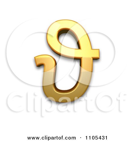 3d Gold greek theta symbol Clipart Royalty Free CGI Illustration by Leo Blanchette