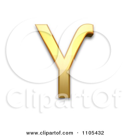 3d Gold greek upsilon with hook symbol Clipart Royalty Free CGI Illustration by Leo Blanchette