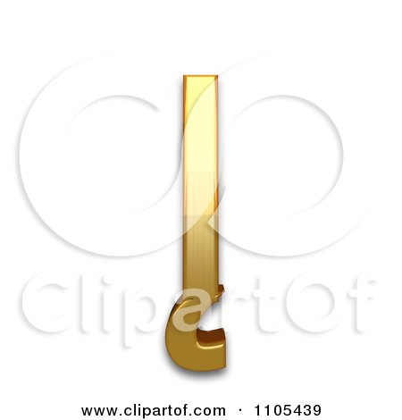 3d Gold  capital letter i with ogonek Clipart Royalty Free CGI Illustration by Leo Blanchette