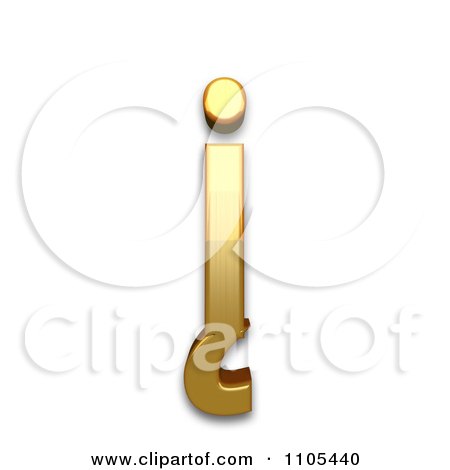 3d Gold  small letter i with ogonek Clipart Royalty Free CGI Illustration by Leo Blanchette