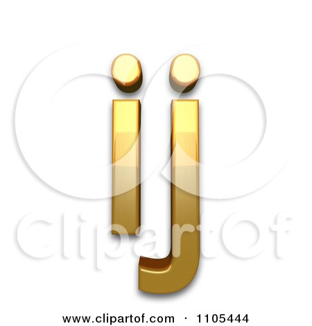 3d Gold  small ligature ij Clipart Royalty Free CGI Illustration by Leo Blanchette