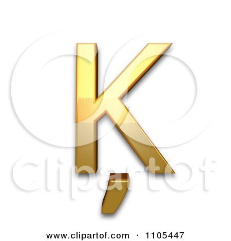 3d Gold  capital letter k with cedilla Clipart Royalty Free CGI Illustration by Leo Blanchette