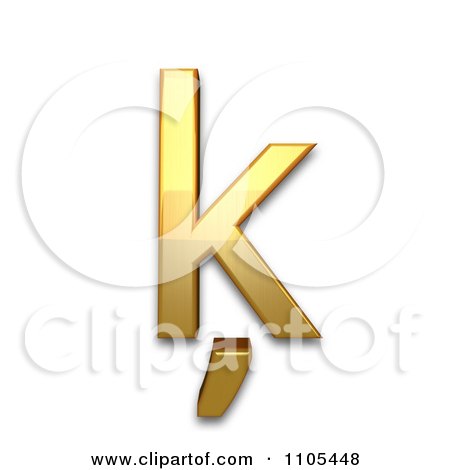 3d Gold  small letter k with cedilla Clipart Royalty Free CGI Illustration by Leo Blanchette