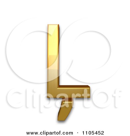 3d Gold  capital letter l with cedilla Clipart Royalty Free CGI Illustration by Leo Blanchette