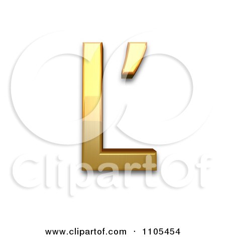 3d Gold  capital letter l with caron Clipart Royalty Free CGI Illustration by Leo Blanchette