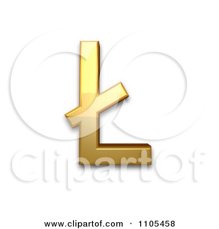 3d Gold  capital letter l with stroke Clipart Royalty Free CGI Illustration by Leo Blanchette