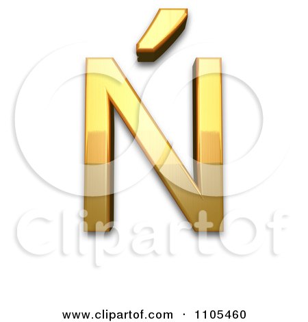 3d Gold  capital letter n with acute Clipart Royalty Free CGI Illustration by Leo Blanchette
