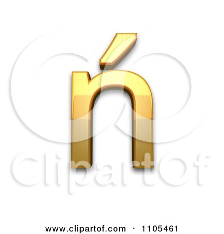 3d Gold  small letter n with acute Clipart Royalty Free CGI Illustration by Leo Blanchette