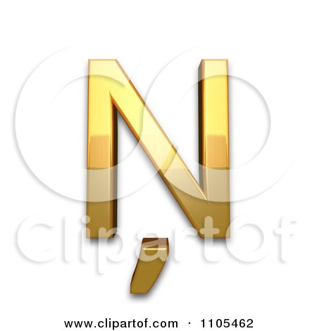 3d Gold  capital letter n with cedilla Clipart Royalty Free CGI Illustration by Leo Blanchette