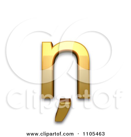 3d Gold  small letter n with cedilla Clipart Royalty Free CGI Illustration by Leo Blanchette