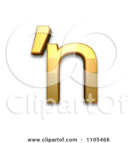3d Gold  small letter n preceded by apostrophe Clipart Royalty Free CGI Illustration by Leo Blanchette