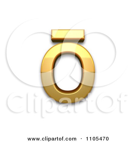 3d Gold  small letter o with macron Clipart Royalty Free CGI Illustration by Leo Blanchette