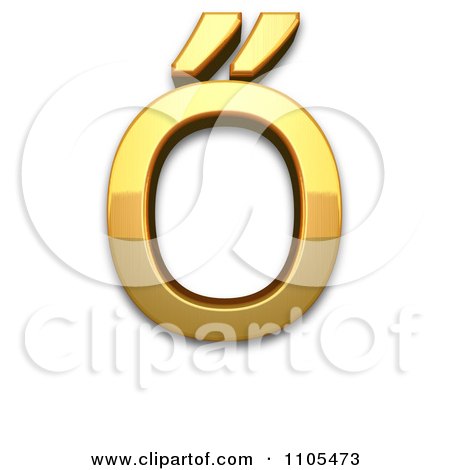 3d Gold  capital letter o with double acute Clipart Royalty Free CGI Illustration by Leo Blanchette