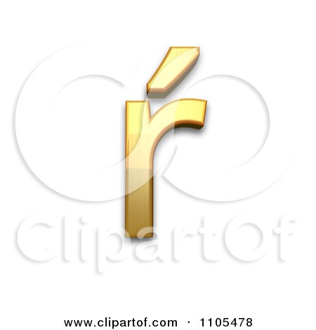 3d Gold  small letter r with acute Clipart Royalty Free CGI Illustration by Leo Blanchette