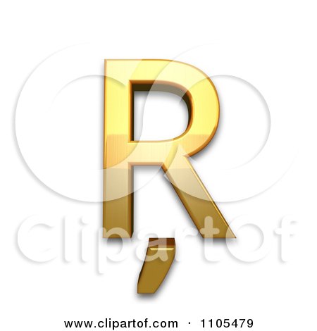 3d Gold  capital letter r with cedilla Clipart Royalty Free CGI Illustration by Leo Blanchette