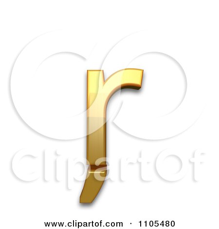 3d Gold  small letter r with cedilla Clipart Royalty Free CGI Illustration by Leo Blanchette