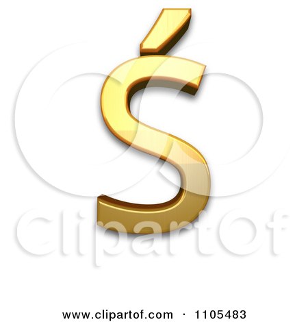 3d Gold  capital letter s with acute Clipart Royalty Free CGI Illustration by Leo Blanchette