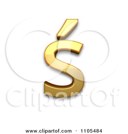 3d Gold  small letter s with acute Clipart Royalty Free CGI Illustration by Leo Blanchette