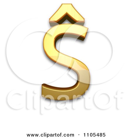 3d Gold  capital letter s with circumflex Clipart Royalty Free CGI Illustration by Leo Blanchette