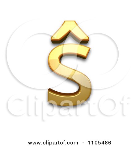 3d Gold  small letter s with circumflex Clipart Royalty Free CGI Illustration by Leo Blanchette