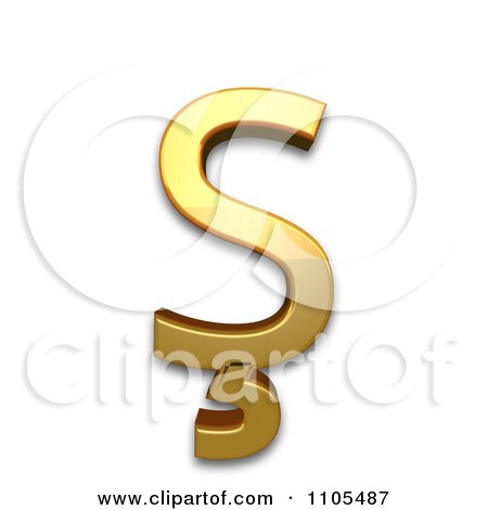 3d Gold  capital letter s with cedilla Clipart Royalty Free CGI Illustration by Leo Blanchette